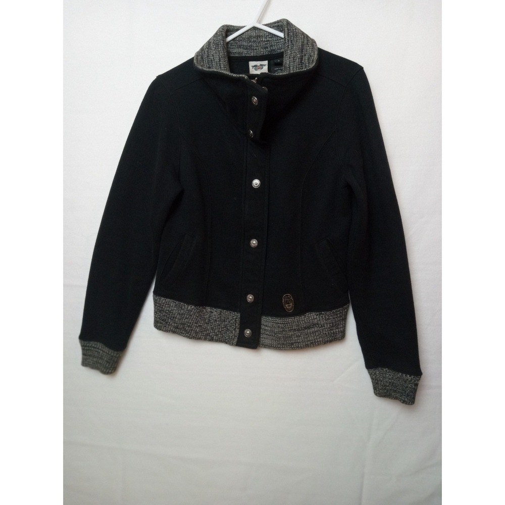 Harley-Davidson Jacket Womens Small Knit Trim Button Biker Casual Motorcycle Rid